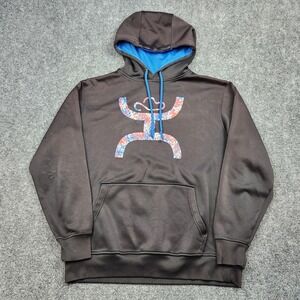 Hooey Hoodie Sweatshirt Mens Large Black Blue Logo Pullover Fleece Western